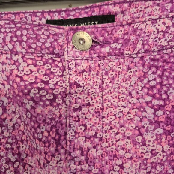 Nine West Womens Cigarette Fit Skinny Leg Jeans Purple Floral Print Size 18W - Picture 3 of 7
